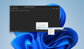 Screenshot of Notepad on Windows 11 with a ClipClip menu showing a saved address to paste