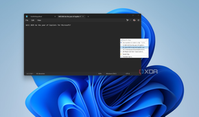 Screenshot of Notepad on Windows 11 with a ClipClip menu showing available clips to paste