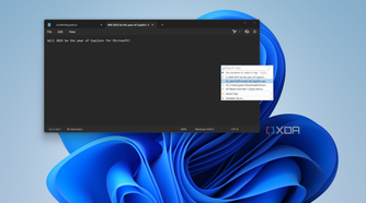 Screenshot of Notepad on Windows 11 with a ClipClip menu showing available clips to paste