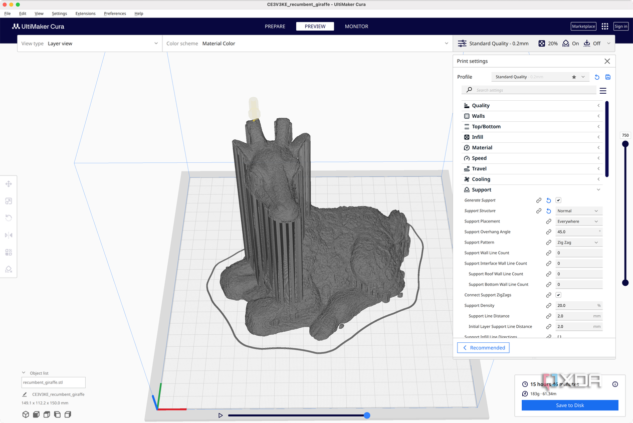 Cura Support Normal