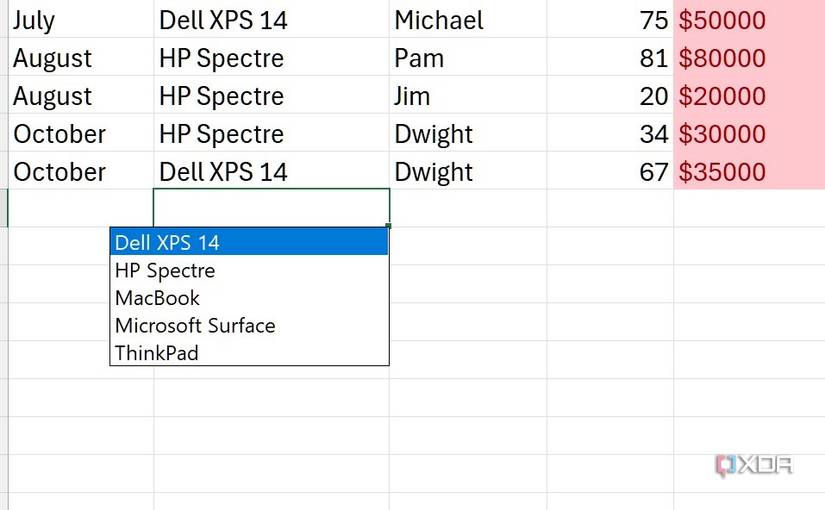 Select a value to insert in column