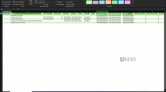 Screenshot of Microsoft Excel spreadsheet showing content imported from Smartsheet