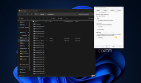 Screenshot of File Explorer with a properties dialog window open showing the optimization menu set to Music