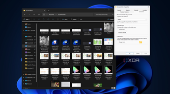 Screenshot of File Explorer with a properties dialog window open showing the optimization menu set to Videos