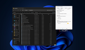 Screenshot of File Explorer with a properties dialog window open showing the optimization menu set to Documents