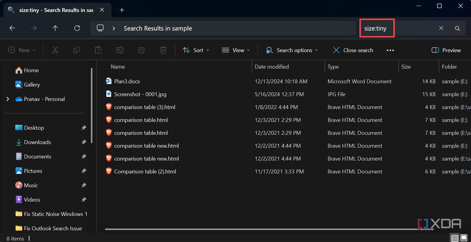 Find files in File Explorer