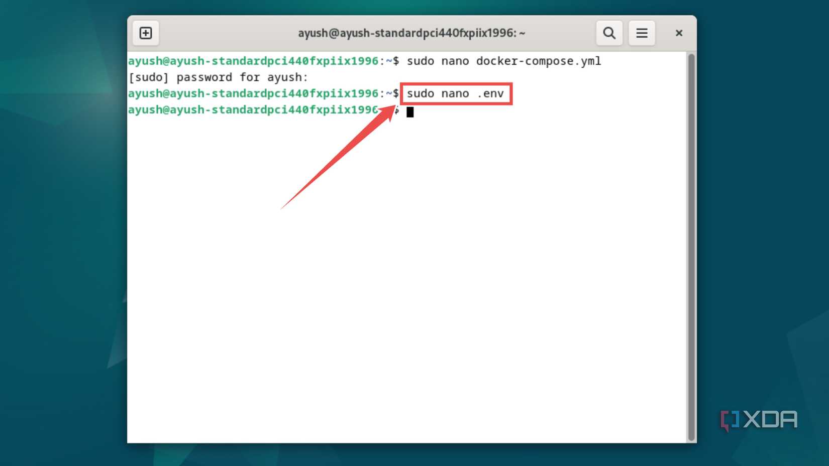 Creating a .env file in Debian