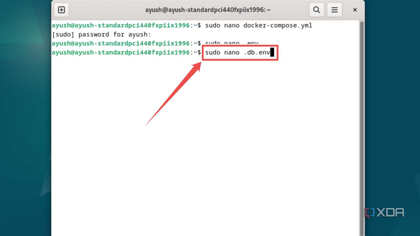 Creating a .db.env file