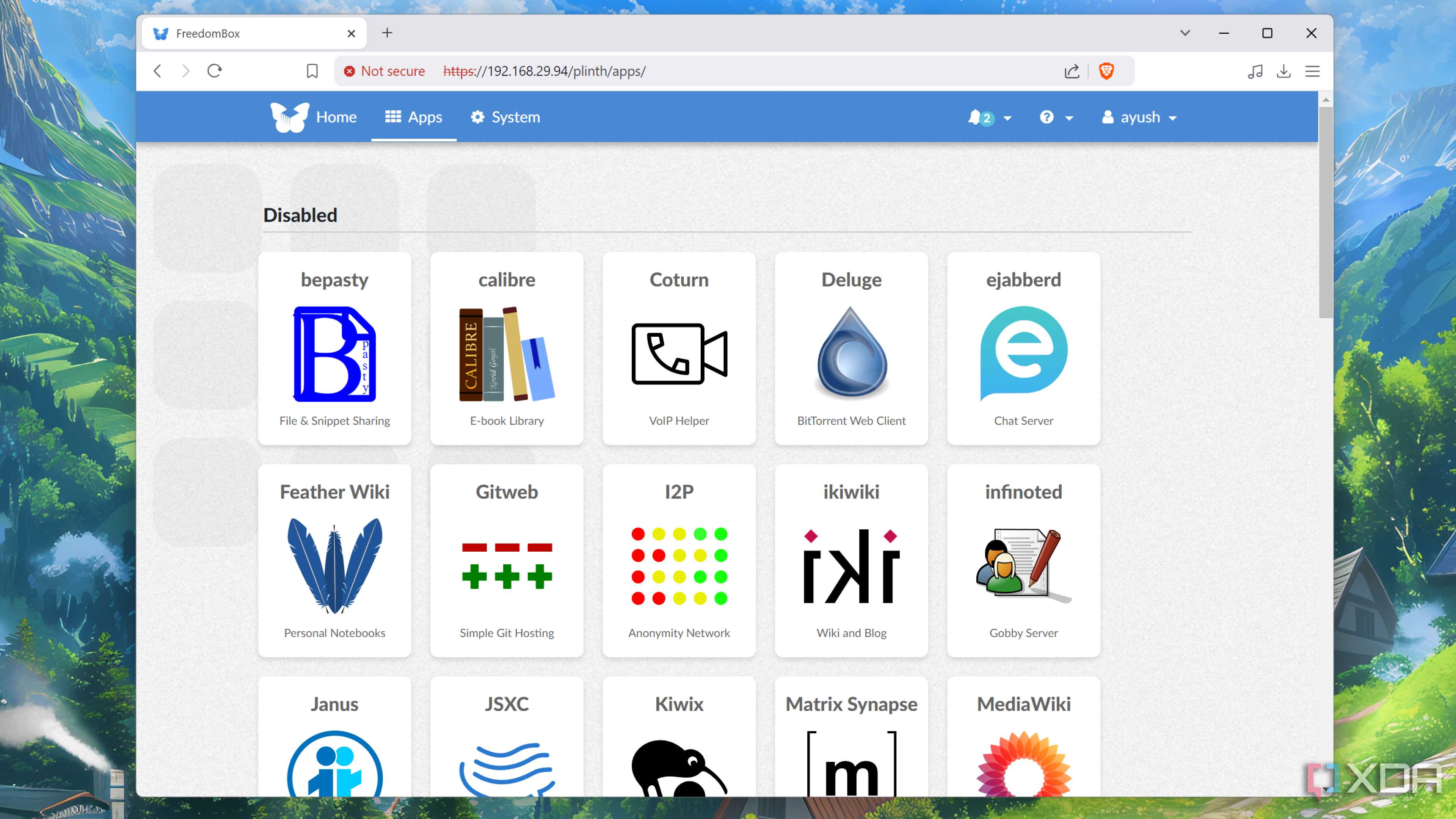 The app catalog in FreedomBox