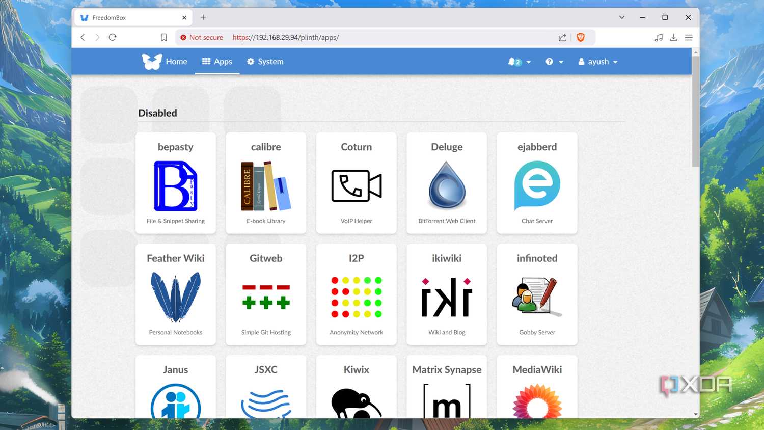 The app catalog in FreedomBox