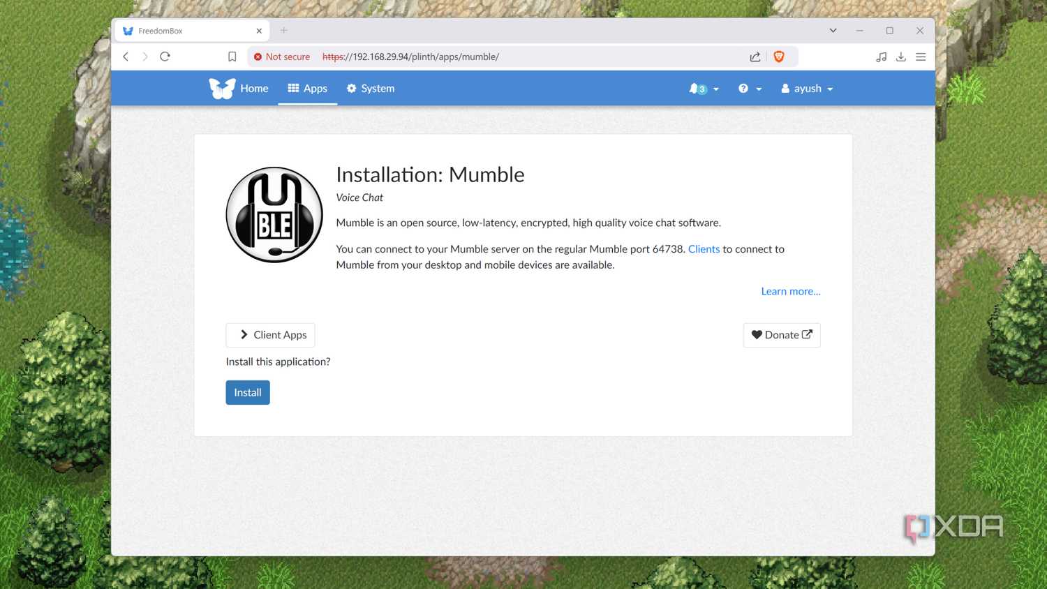 Installing Mumble on FreedomBox