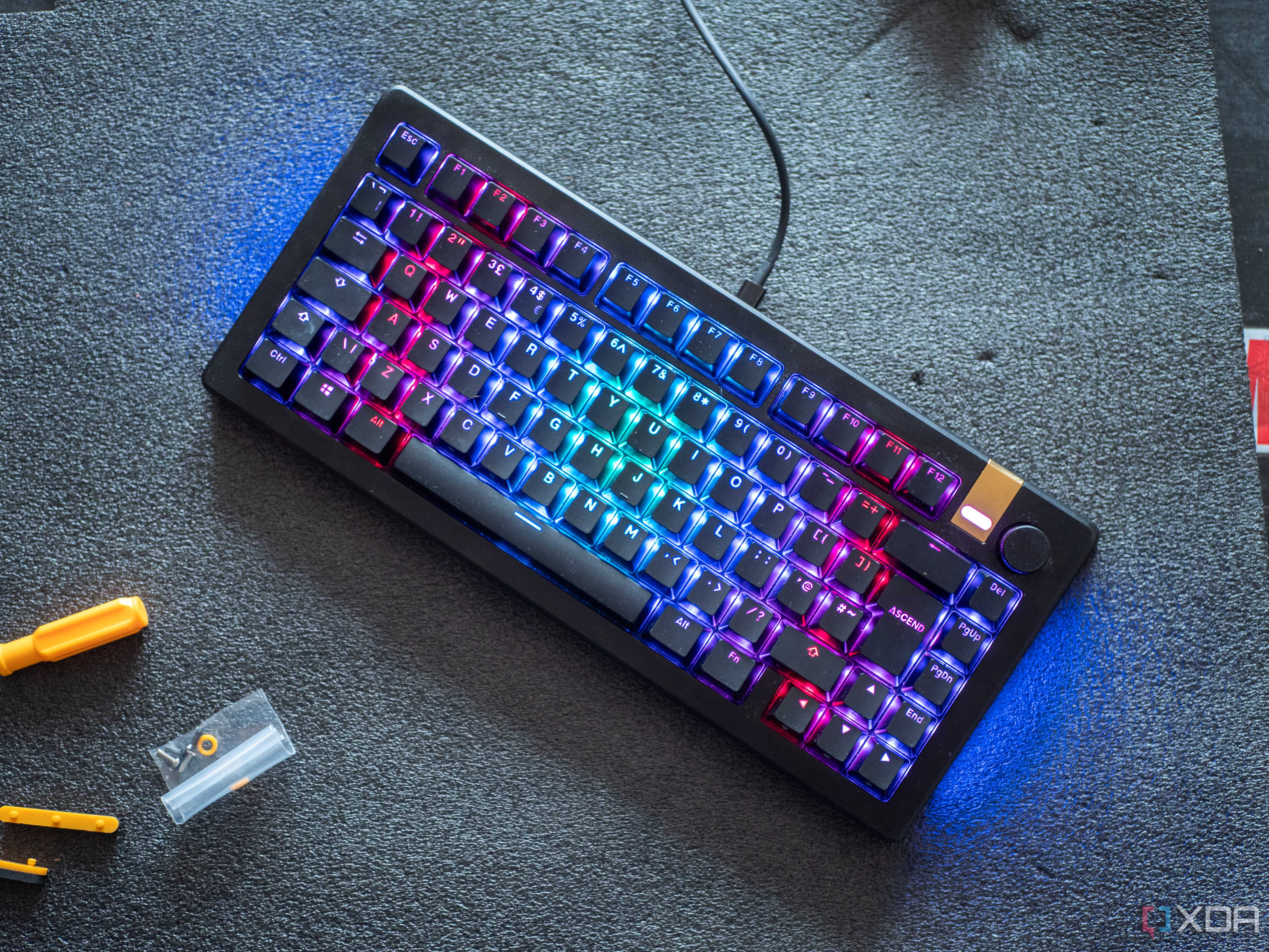 Glorious GMMK 3 Pro HE on a table with screwdrivers