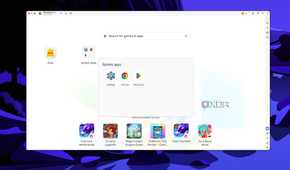 Screenshot of the home screen in Bluestacks showing the Google Play Store