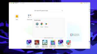 Screenshot of the home screen in Bluestacks showing the Google Play Store