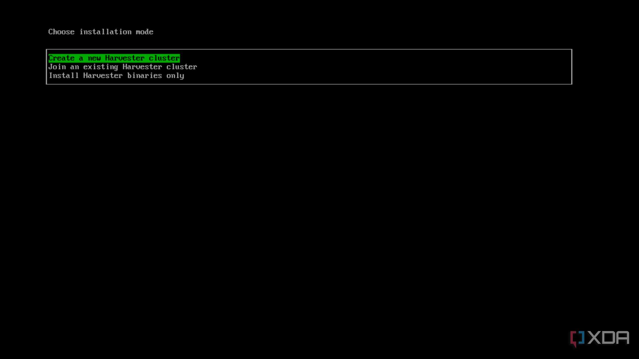 The option to create a Harvester cluster