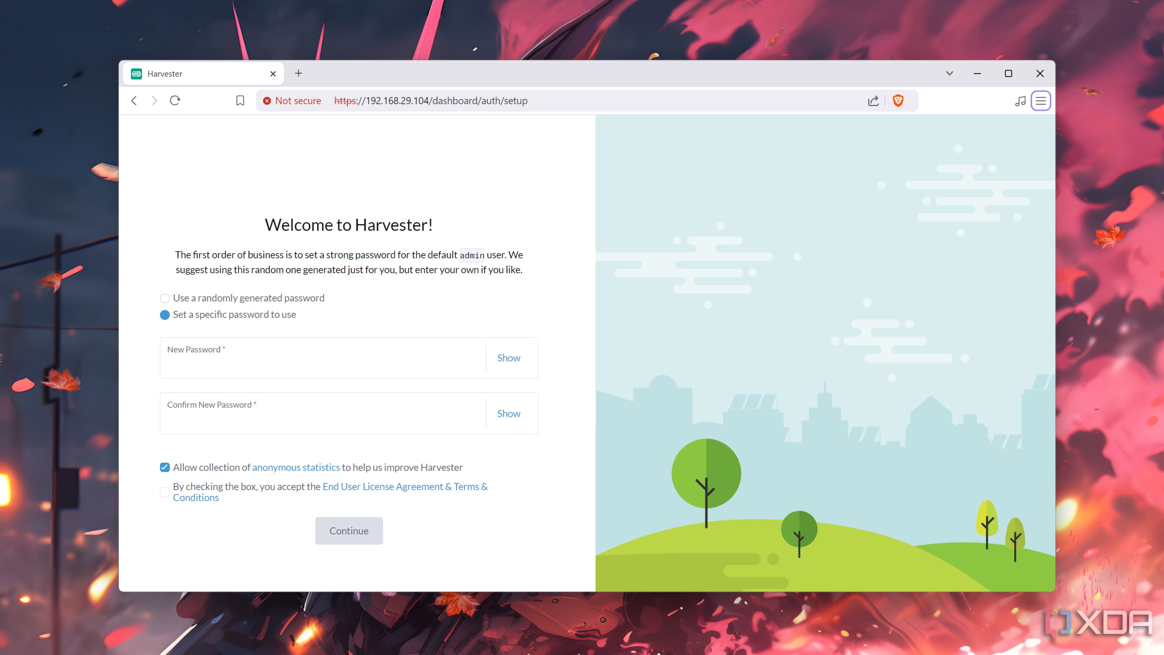 The Harvester web UI