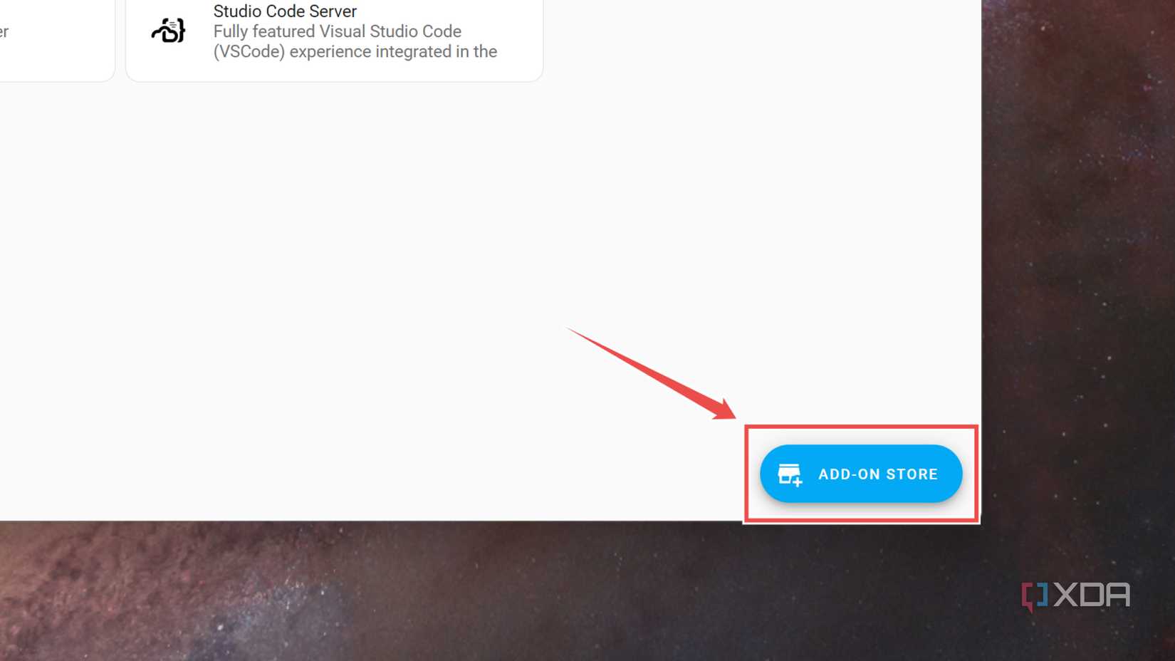 Selecting the Add-on Store option in the Home Assistant web UI