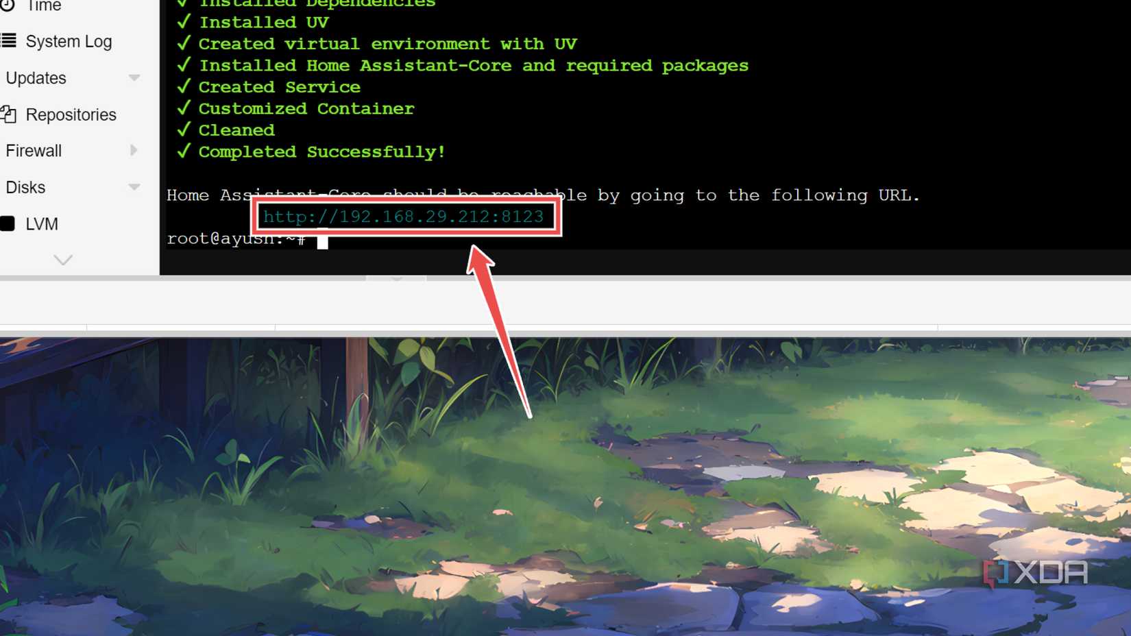 The IP address of the HASS server on Proxmox