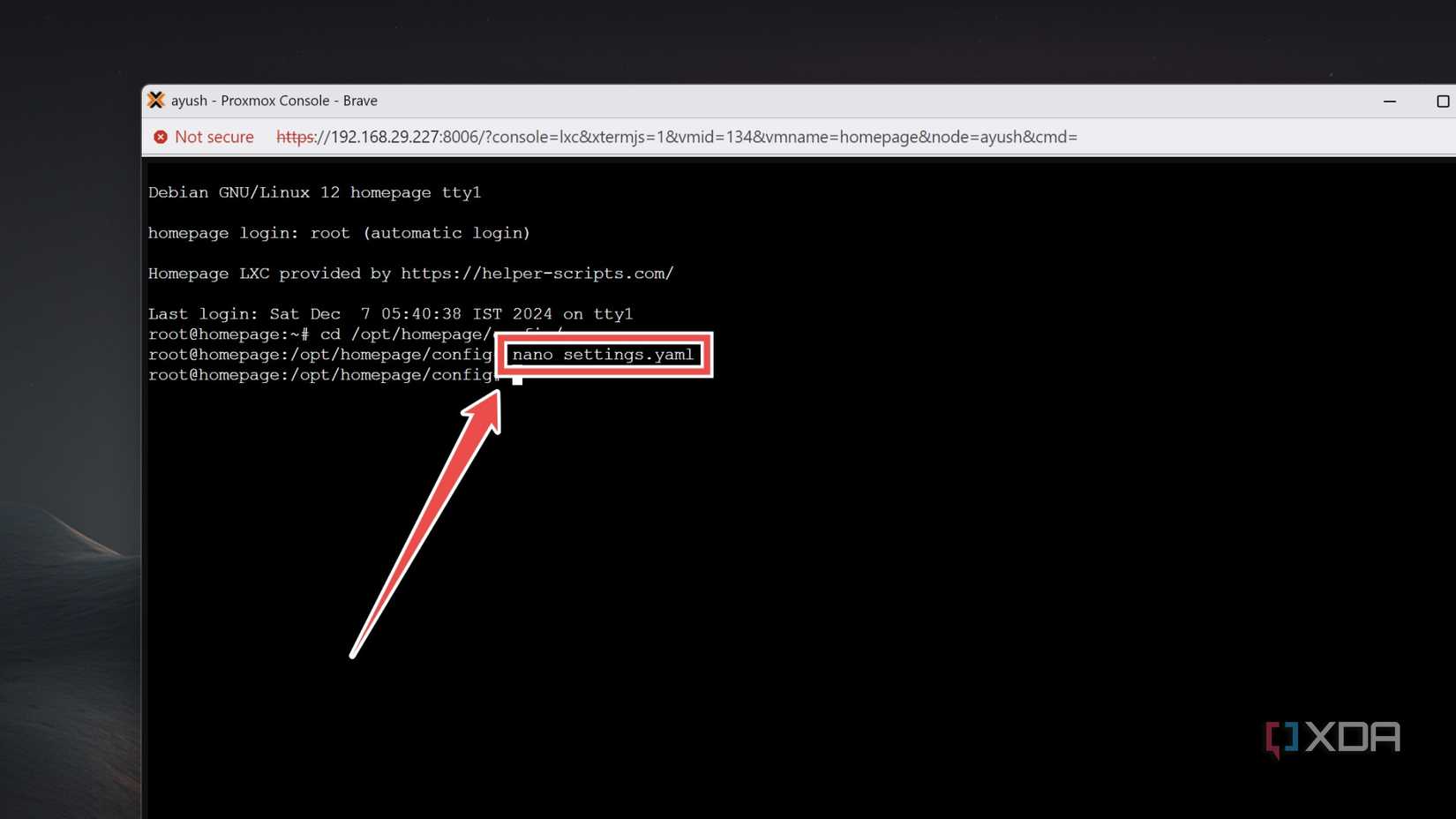 Accessing the settings.yaml file