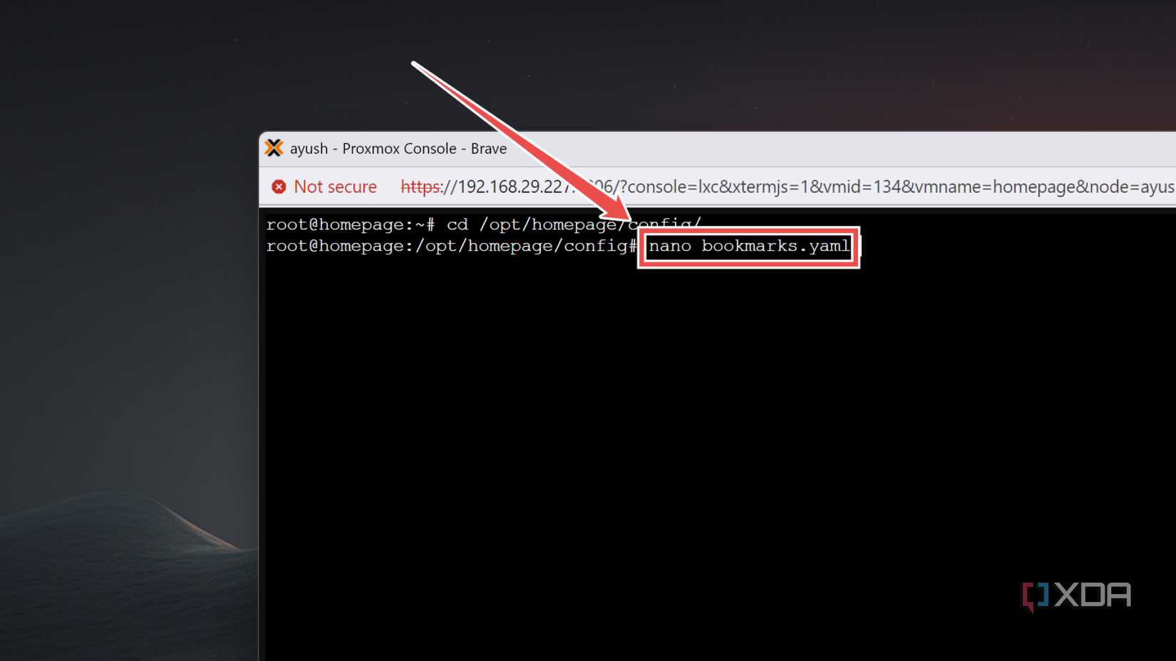 Opening the bookmarks.yaml file