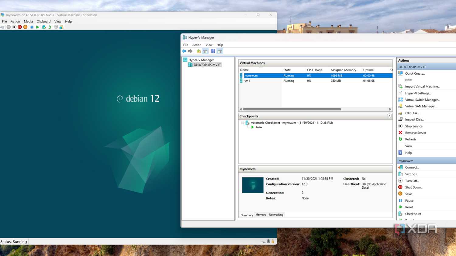 Running a Debian VM inside Hyper-V