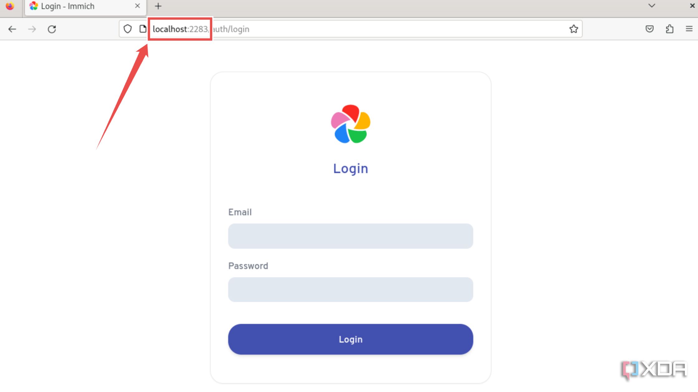 Accessing the Immich web UI on the same machine