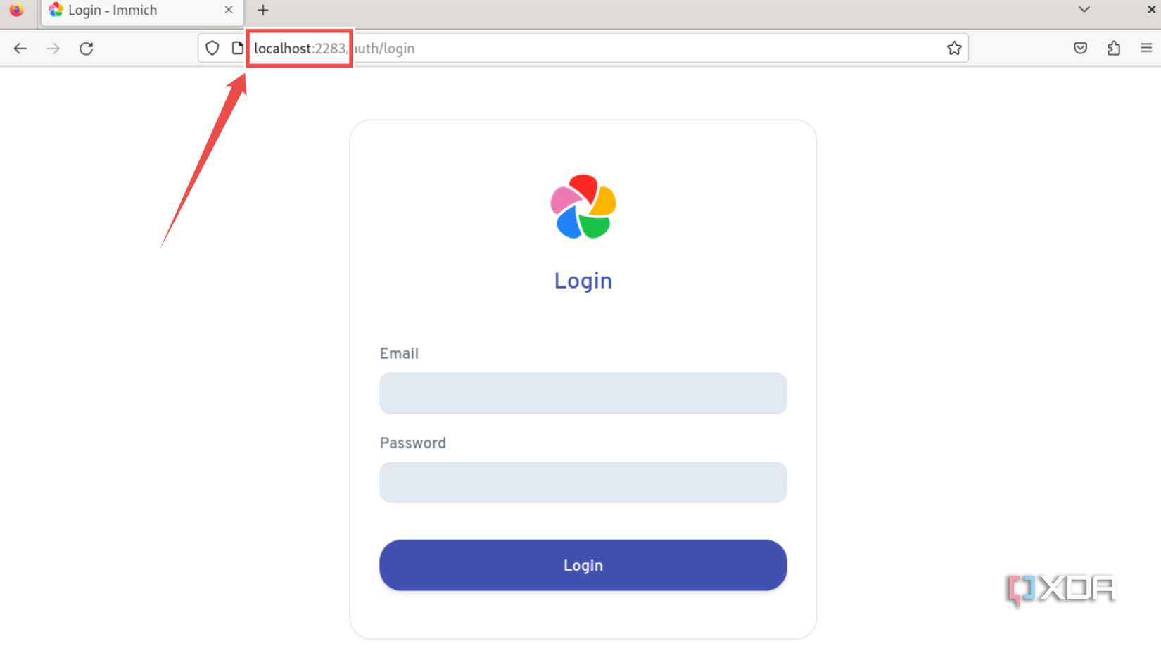 Accessing the Immich web UI on the same machine