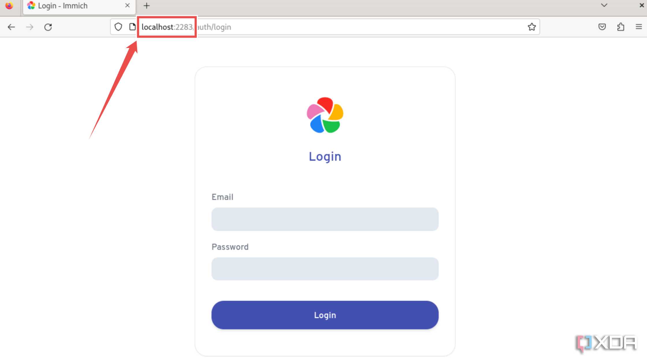 Accessing the Immich web UI on the same machine