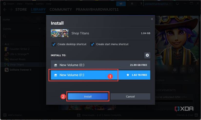 Install the game in external drive