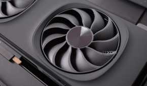 An image of the Intel Arc B580, close up of the fans.