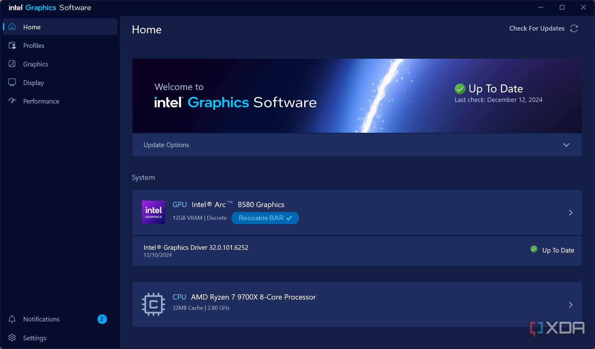 Intel Graphics Software Arc B580