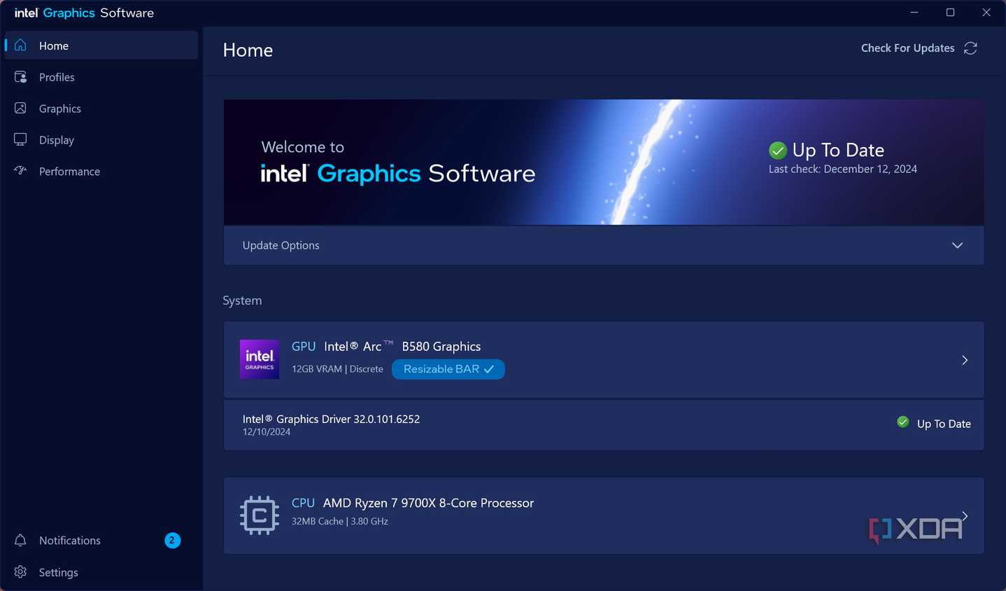 Intel Graphics Software Arc B580