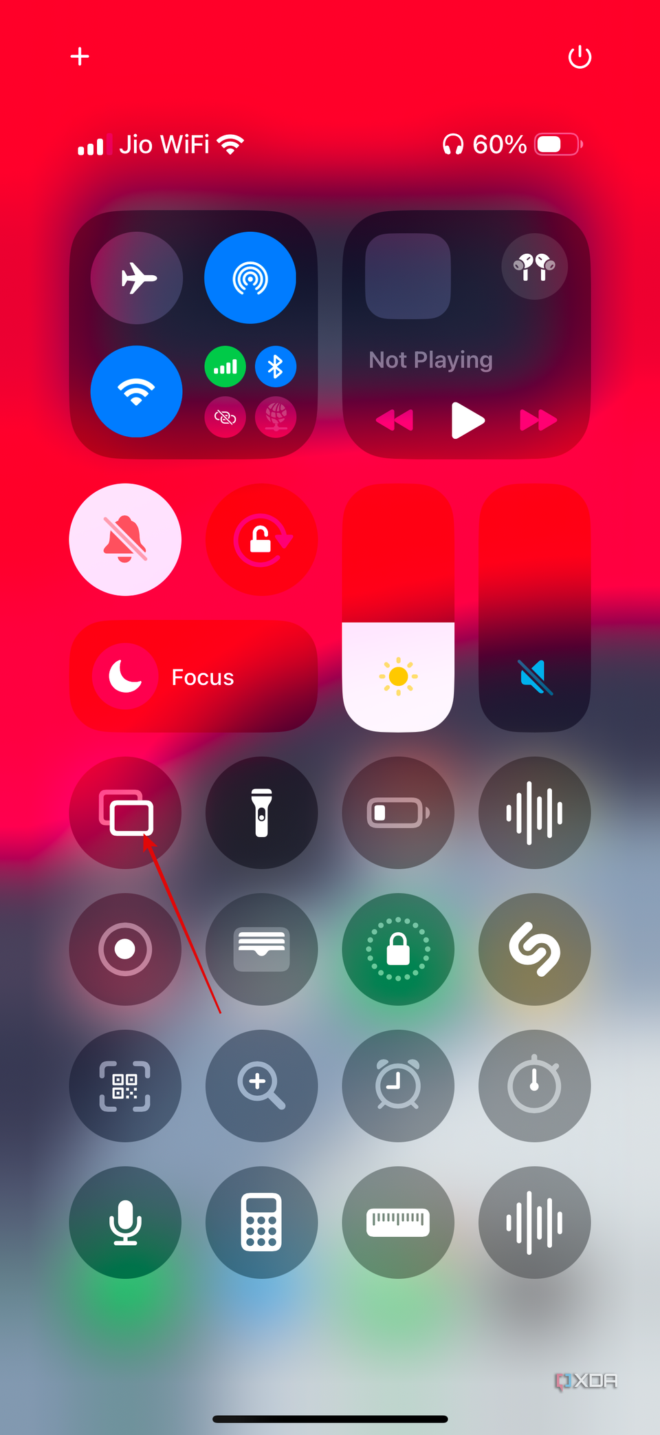 iPhone control center