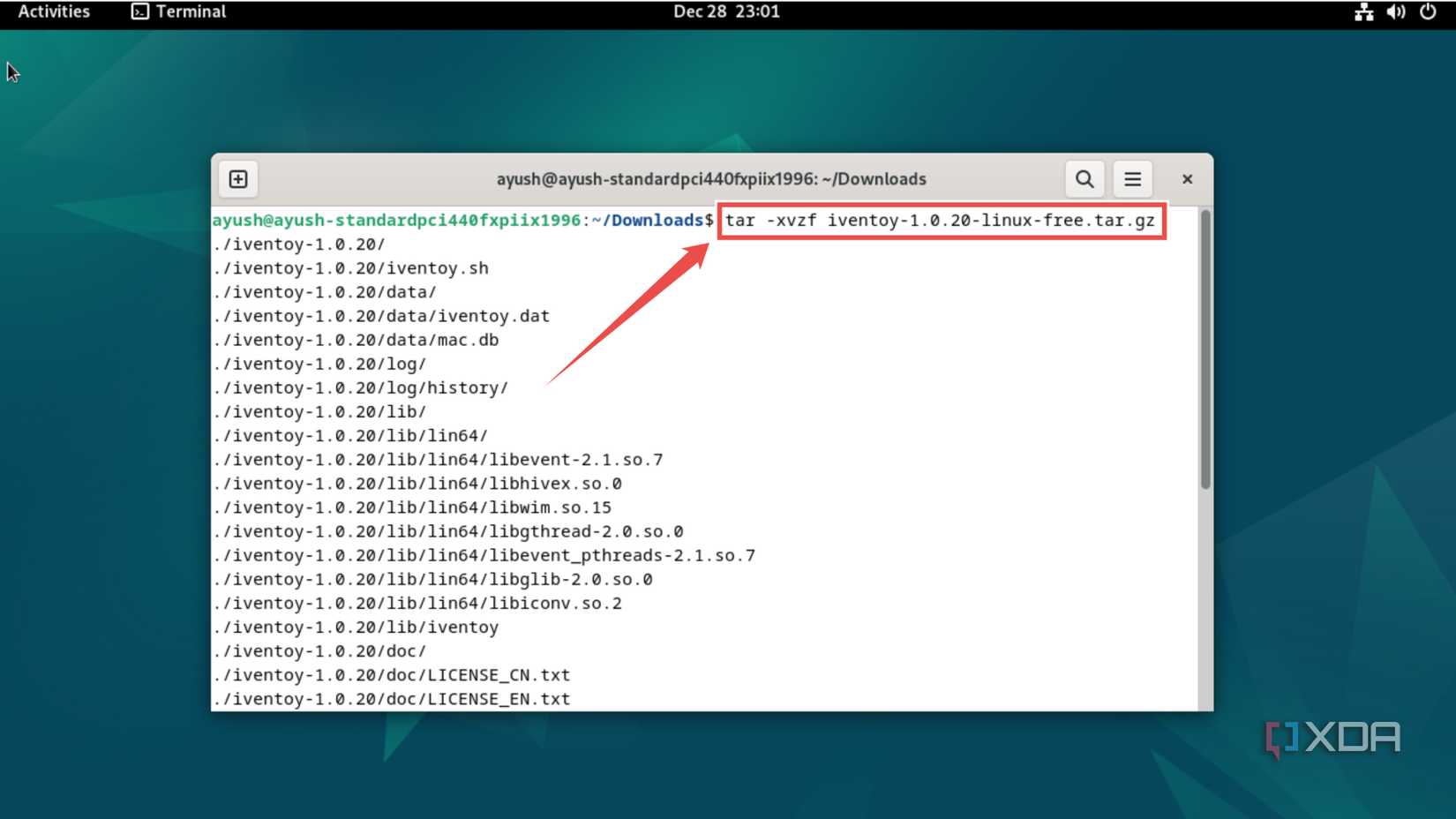Extracting the iventoy.tar.gz
