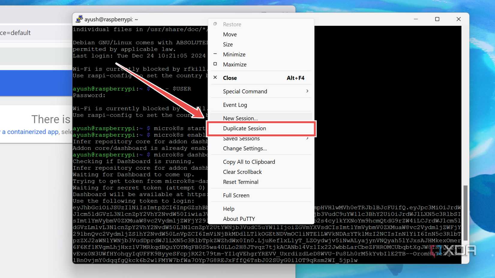 Launching a Duplicate Session inside PuTTY 