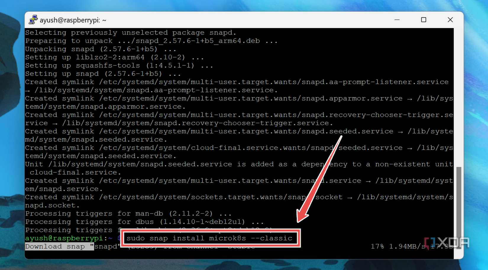 The command to install MicroK8s