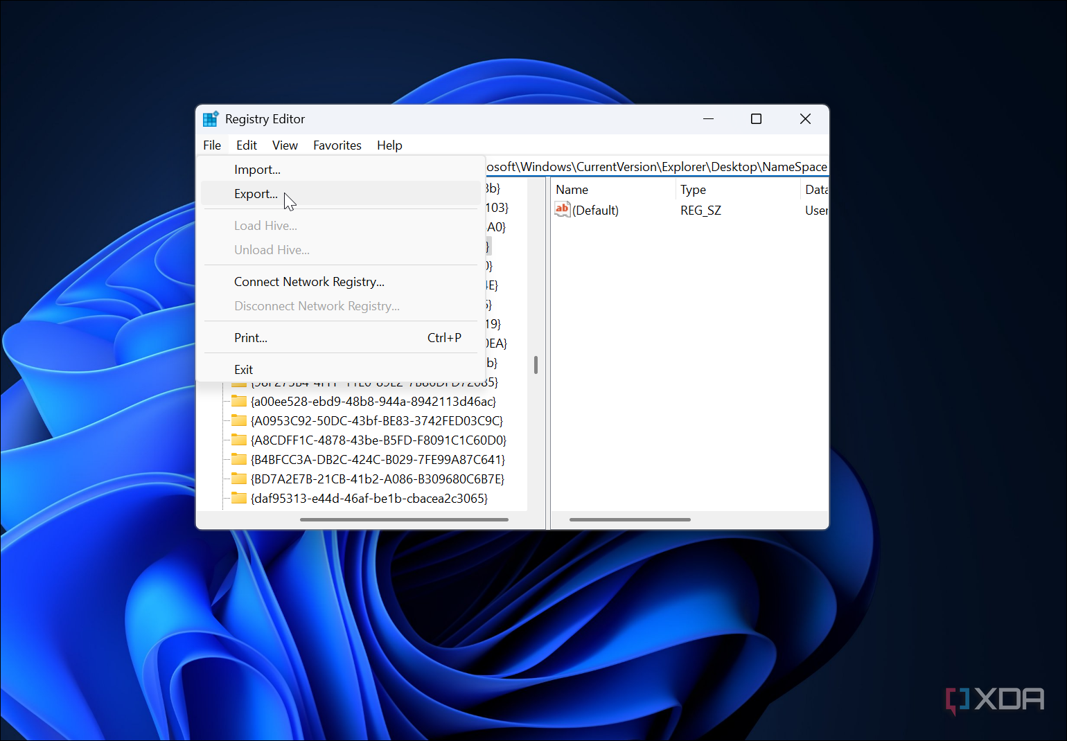 shows how to manually back up windows 11 registry