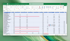 Screenshot of Microsoft Excel showing a large table with data