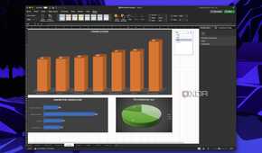 Screenshot of Microsoft Excel with three graphs, one of which has a slicer to filter data