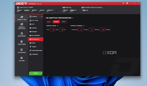 Screenshot of OCCT on Windows 11 showing the 3D adaptive test page