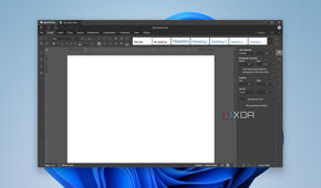 Screenshot of OnlyOffice showing a blank document and the menu open in the Home tab