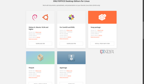 Screenshot of OnlyOffice website showing available options for Linux