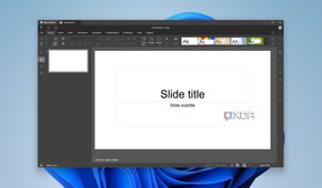 Screenshot of OnlyOffice showing a blank slideshow