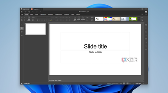 Screenshot of OnlyOffice showing a blank slideshow