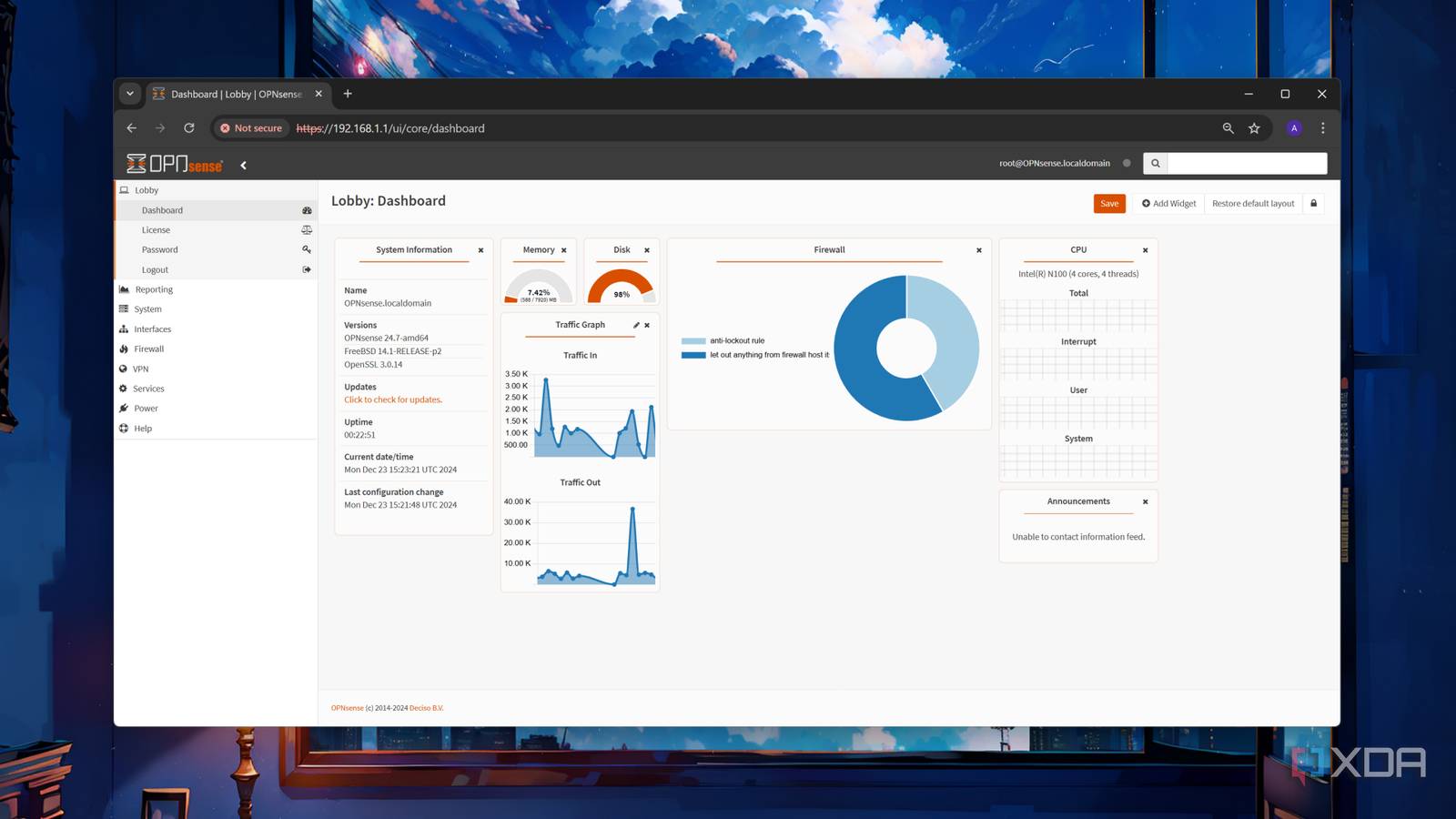 The OPNsense Dashboard