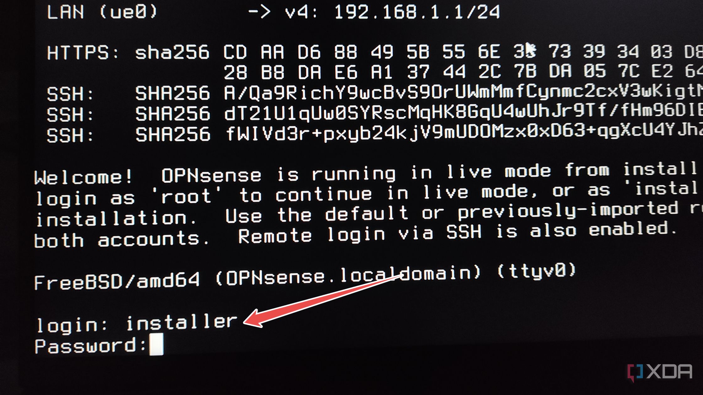 Initiating the OPNsense installer
