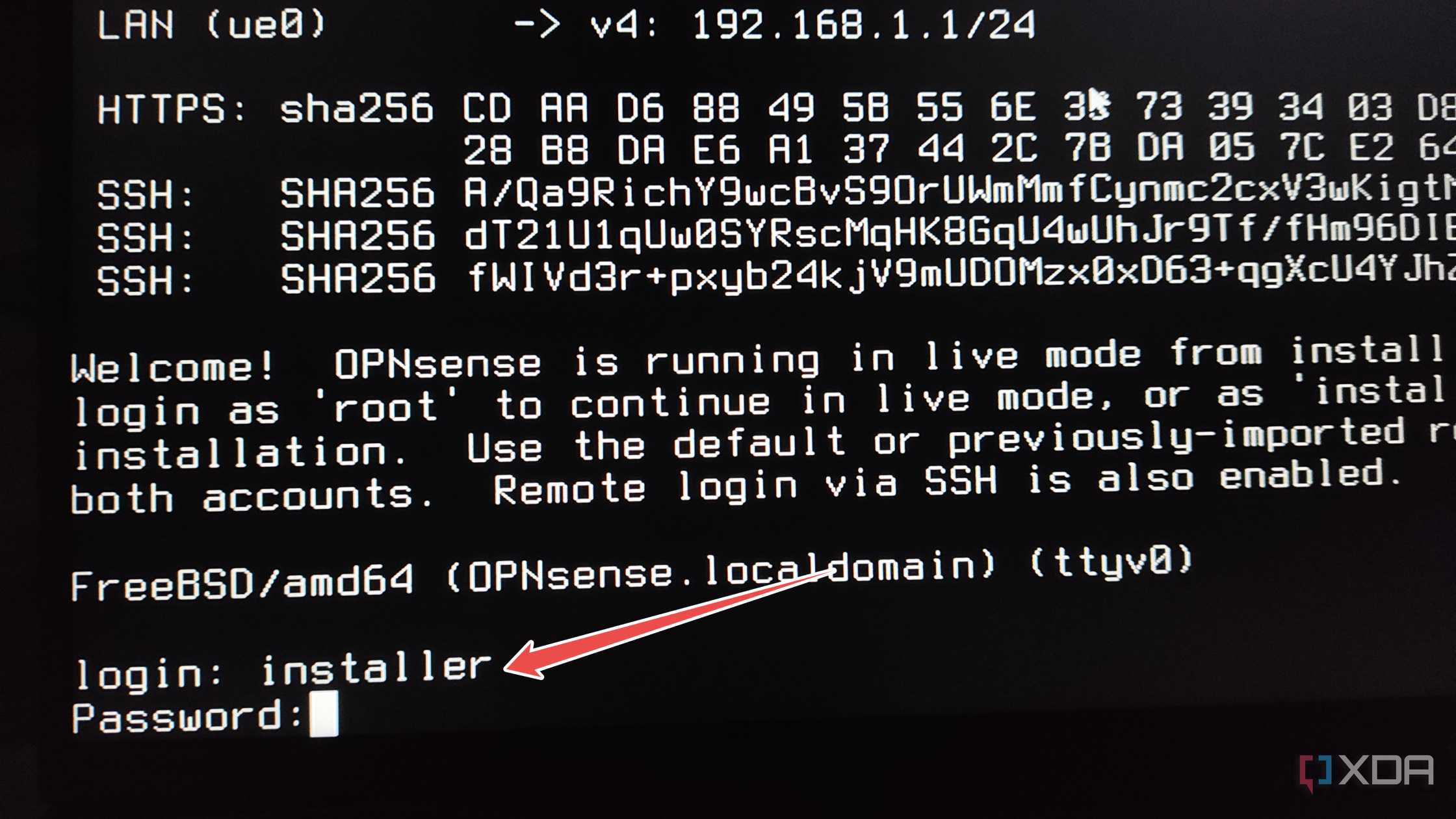 Initiating the OPNsense installer