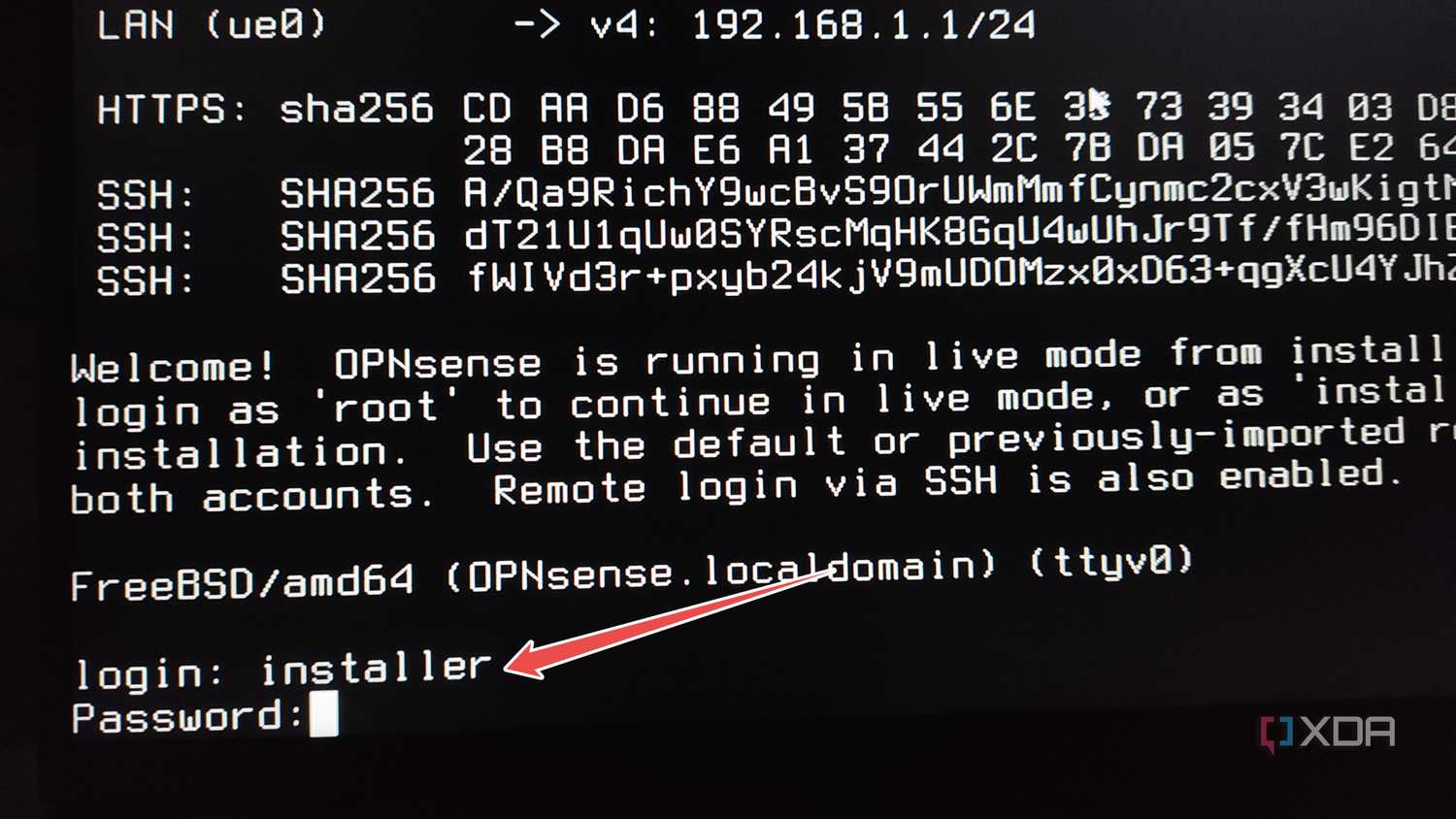 Initiating the OPNsense installer