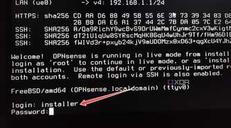 Initiating the OPNsense installer