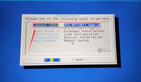 Picking the Install (ZFS) option in the OPNsense installer wizard